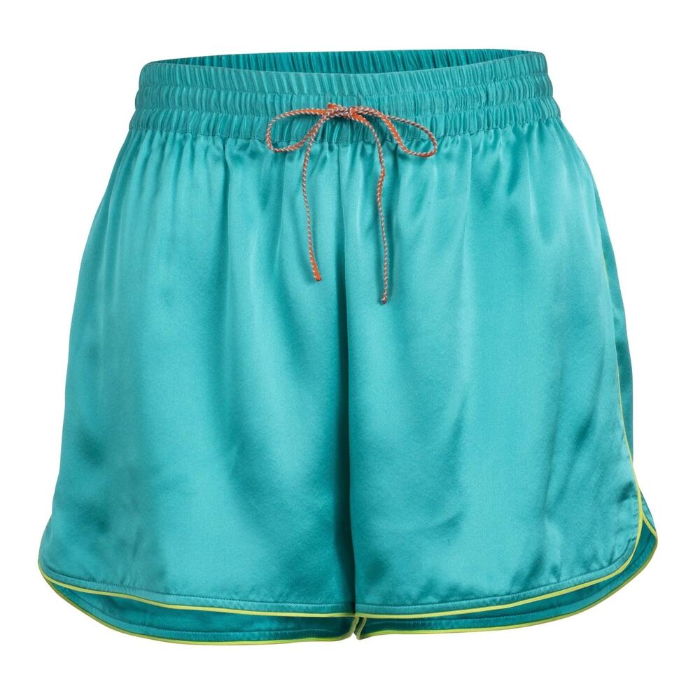 DANNIJO Silk Boxing Shorts Neon Turquoise Drawstring Sz L